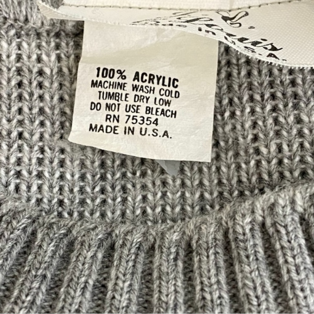 Vintage 90’s Bow Themed Sweater Gray White Bows Size XL - Picture 4 of 7